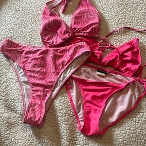 Ingear Pink Swirl and Solid Bikini Set